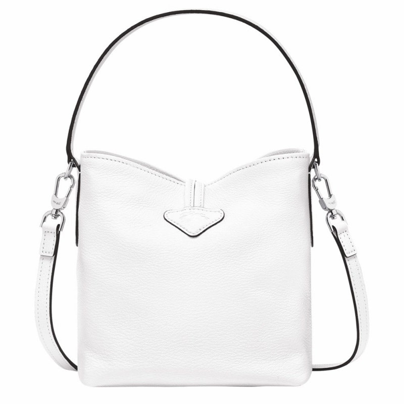 White Longchamp Roseau XS Women's Bucket Bags